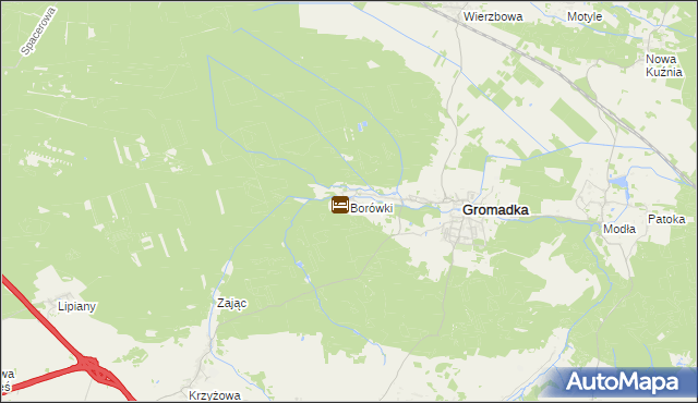 mapa Borówki gmina Gromadka, Borówki gmina Gromadka na mapie Targeo