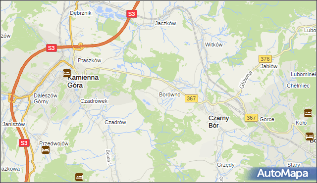 mapa Borówno gmina Czarny Bór, Borówno gmina Czarny Bór na mapie Targeo
