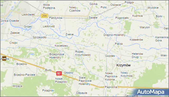 mapa Borowo gmina Krzymów, Borowo gmina Krzymów na mapie Targeo
