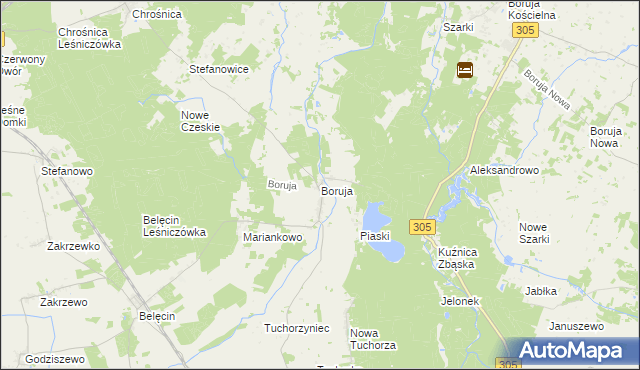 mapa Boruja, Boruja na mapie Targeo