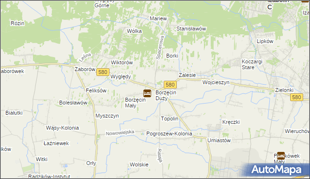 mapa Borzęcin Duży, Borzęcin Duży na mapie Targeo