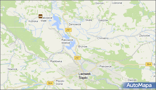 mapa Brunów gmina Lwówek Śląski, Brunów gmina Lwówek Śląski na mapie Targeo