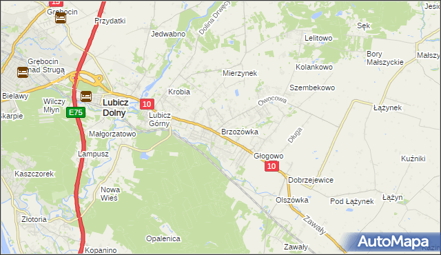 mapa Brzozówka gmina Obrowo, Brzozówka gmina Obrowo na mapie Targeo