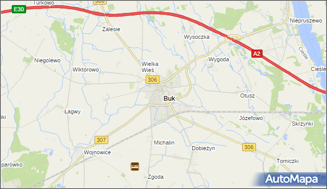 mapa Buk powiat poznański, Buk powiat poznański na mapie Targeo