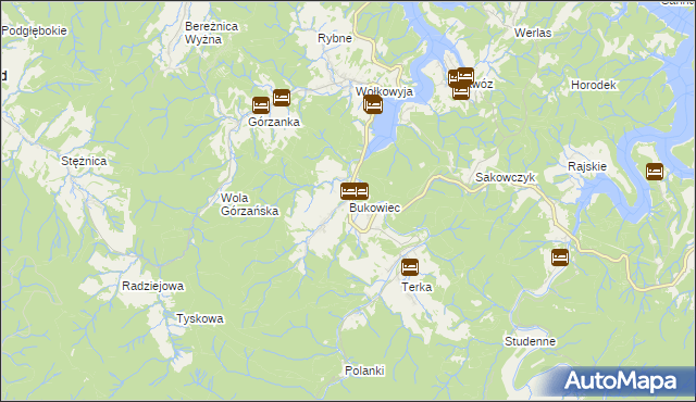 mapa Bukowiec gmina Solina, Bukowiec gmina Solina na mapie Targeo