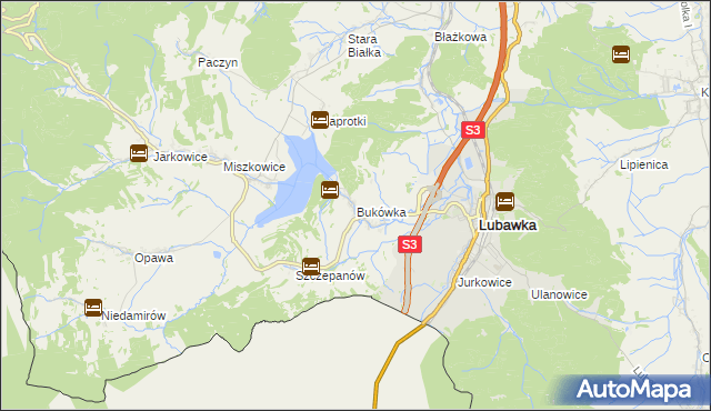 mapa Bukówka gmina Lubawka, Bukówka gmina Lubawka na mapie Targeo