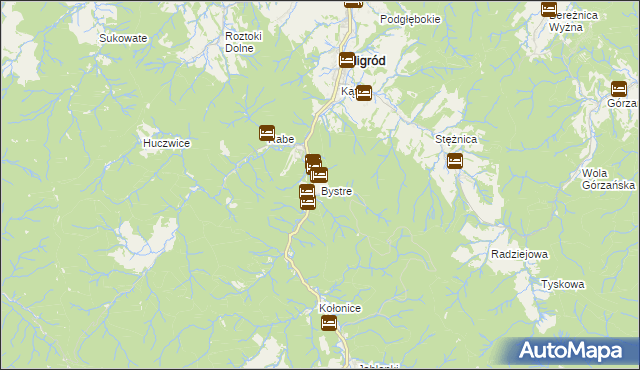 mapa Bystre gmina Baligród, Bystre gmina Baligród na mapie Targeo