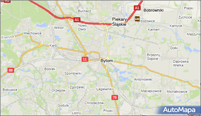 mapa Bytomia, Bytom na mapie Targeo