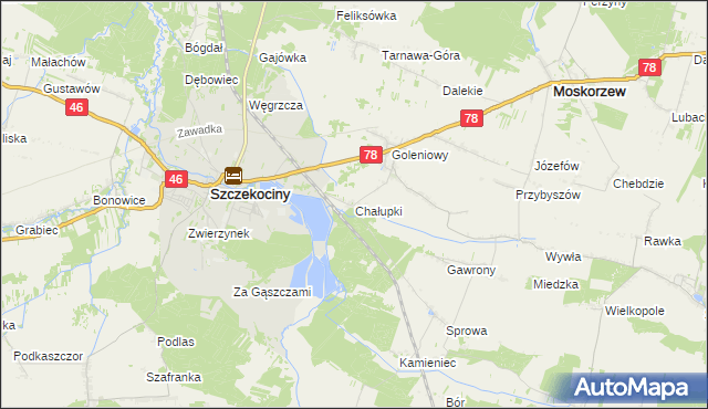 mapa Chałupki gmina Szczekociny, Chałupki gmina Szczekociny na mapie Targeo
