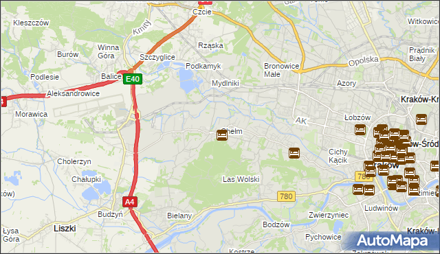 mapa Chełm gmina Kraków, Chełm gmina Kraków na mapie Targeo