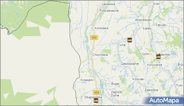 mapa Chochołów gmina Czarny Dunajec, Chochołów gmina Czarny Dunajec na mapie Targeo