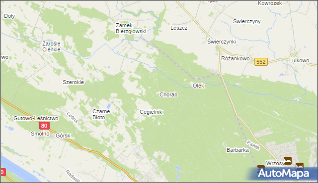 mapa Chorab gmina Łysomice, Chorab gmina Łysomice na mapie Targeo