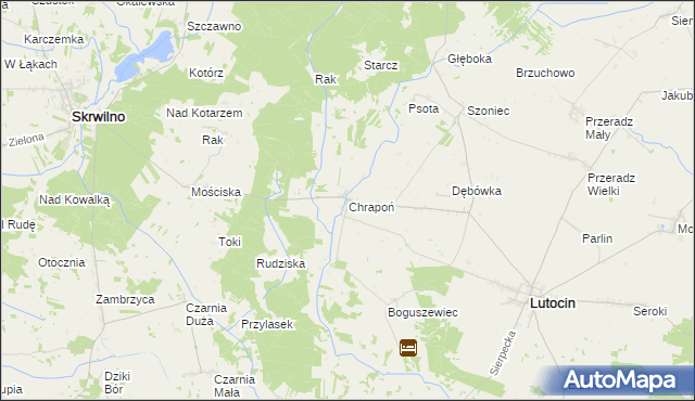 mapa Chrapoń gmina Lutocin, Chrapoń gmina Lutocin na mapie Targeo