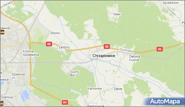 mapa Chrząstowice powiat opolski, Chrząstowice powiat opolski na mapie Targeo