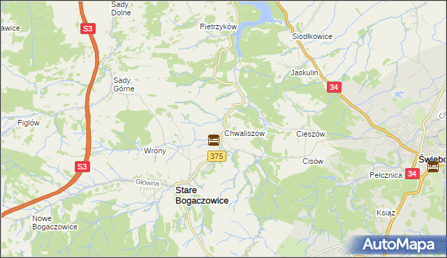 mapa Chwaliszów, Chwaliszów na mapie Targeo