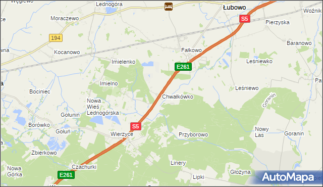 mapa Chwałkówko, Chwałkówko na mapie Targeo