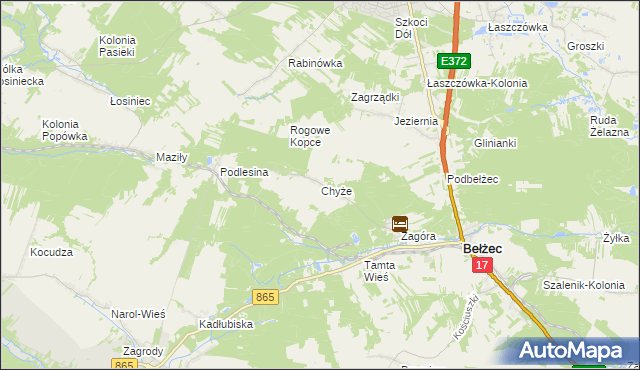 mapa Chyże gmina Bełżec, Chyże gmina Bełżec na mapie Targeo
