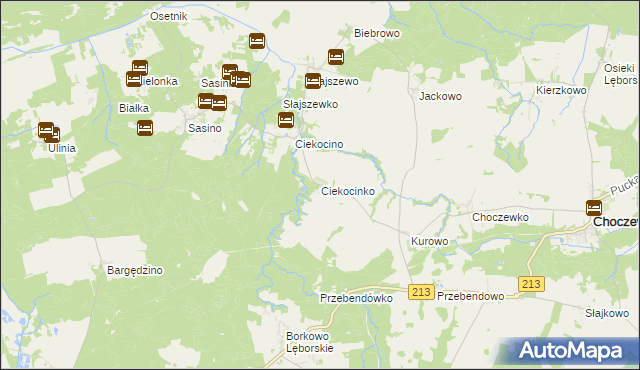 mapa Ciekocinko, Ciekocinko na mapie Targeo