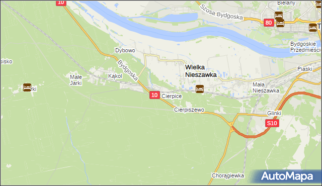 mapa Cierpice gmina Wielka Nieszawka, Cierpice gmina Wielka Nieszawka na mapie Targeo
