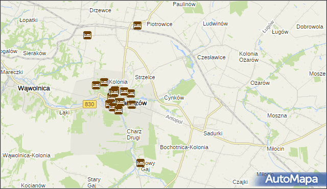 mapa Cynków gmina Nałęczów, Cynków gmina Nałęczów na mapie Targeo