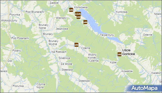 mapa Czarna gmina Uście Gorlickie, Czarna gmina Uście Gorlickie na mapie Targeo