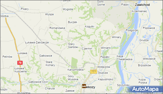 mapa Czermin gmina Dwikozy, Czermin gmina Dwikozy na mapie Targeo