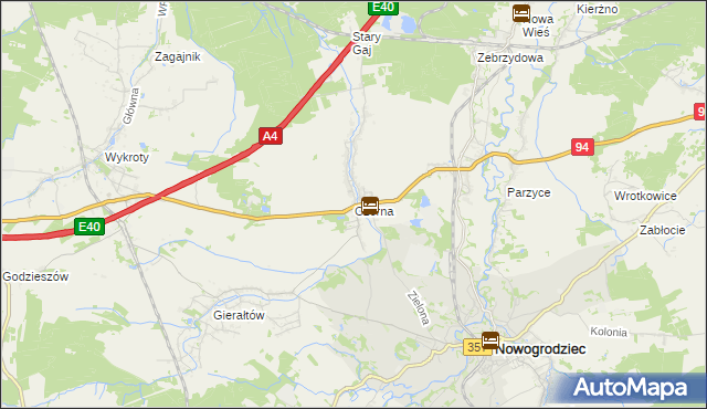 mapa Czerna gmina Nowogrodziec, Czerna gmina Nowogrodziec na mapie Targeo