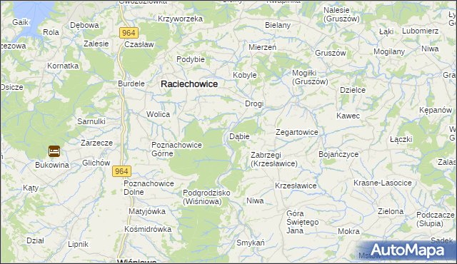mapa Dąbie gmina Raciechowice, Dąbie gmina Raciechowice na mapie Targeo