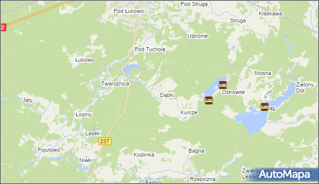 mapa Dąbki gmina Czersk, Dąbki gmina Czersk na mapie Targeo