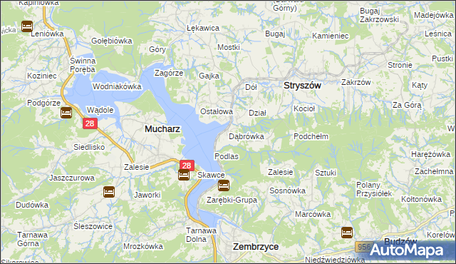 mapa Dąbrówka gmina Stryszów, Dąbrówka gmina Stryszów na mapie Targeo