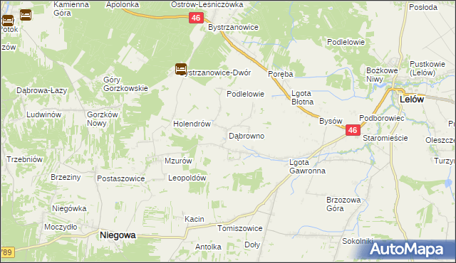 mapa Dąbrowno gmina Niegowa, Dąbrowno gmina Niegowa na mapie Targeo
