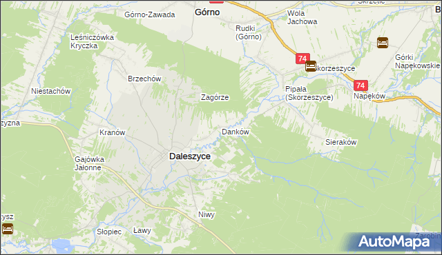 mapa Danków gmina Daleszyce, Danków gmina Daleszyce na mapie Targeo