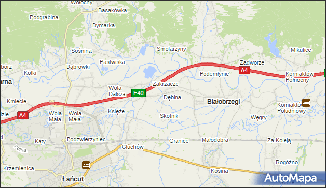 mapa Dębina gmina Białobrzegi, Dębina gmina Białobrzegi na mapie Targeo