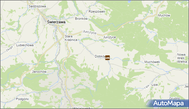 mapa Dobków gmina Świerzawa, Dobków gmina Świerzawa na mapie Targeo