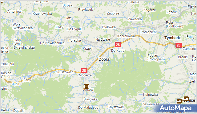 mapa Dobra powiat limanowski, Dobra powiat limanowski na mapie Targeo