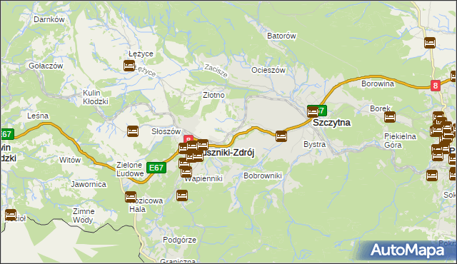 mapa Dolina gmina Szczytna, Dolina gmina Szczytna na mapie Targeo