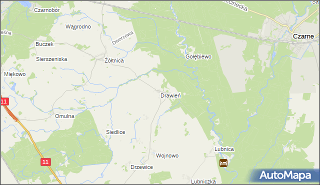 mapa Drawień, Drawień na mapie Targeo