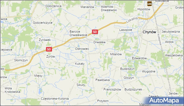 mapa Drwalewice gmina Chynów, Drwalewice gmina Chynów na mapie Targeo