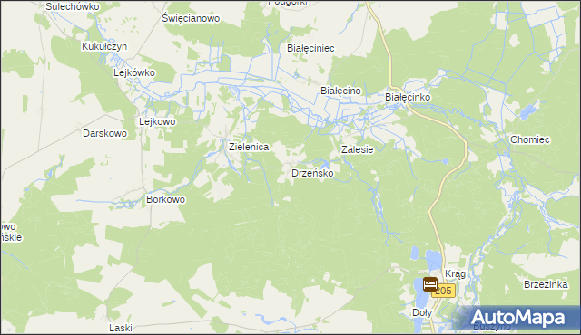 mapa Drzeńsko gmina Malechowo, Drzeńsko gmina Malechowo na mapie Targeo