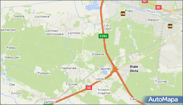 mapa Drzewce gmina Białe Błota, Drzewce gmina Białe Błota na mapie Targeo