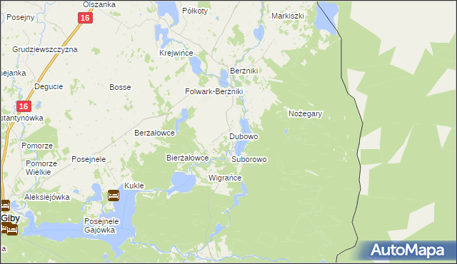 mapa Dubowo gmina Sejny, Dubowo gmina Sejny na mapie Targeo