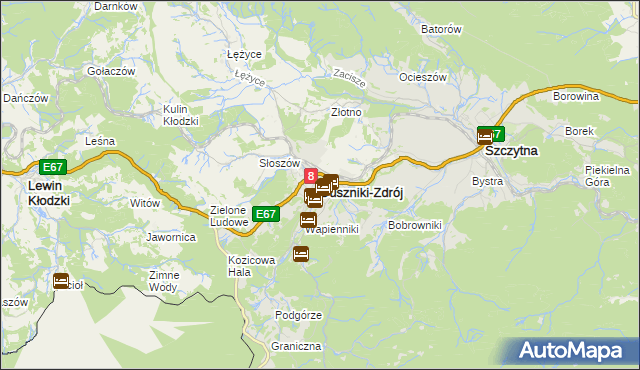 mapa Duszniki-Zdrój, Duszniki-Zdrój na mapie Targeo