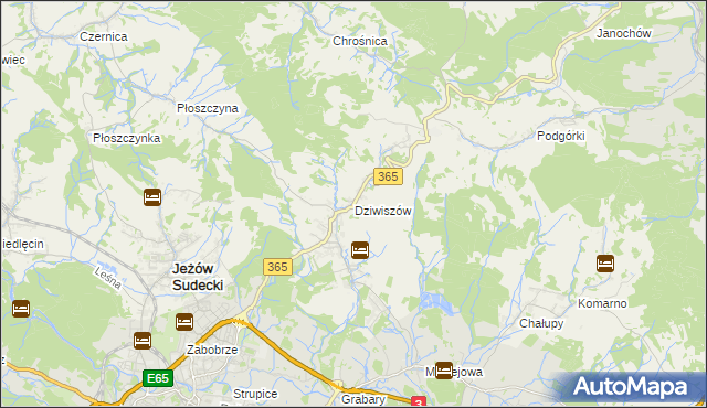 mapa Dziwiszów, Dziwiszów na mapie Targeo