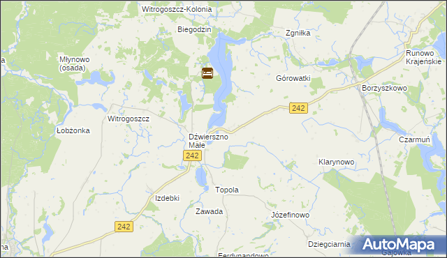 mapa Dźwierszno Wielkie, Dźwierszno Wielkie na mapie Targeo