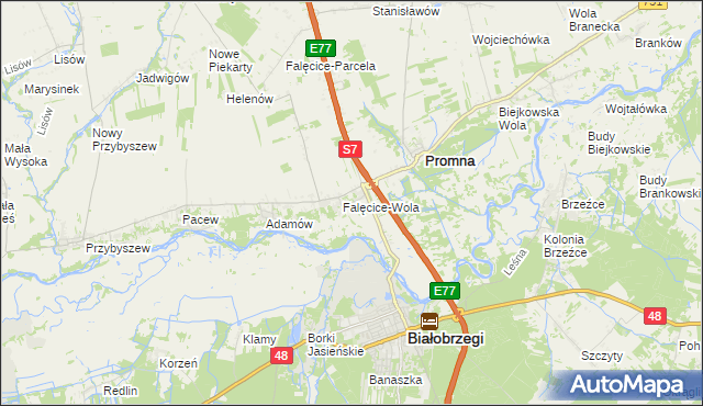 mapa Falęcice, Falęcice na mapie Targeo