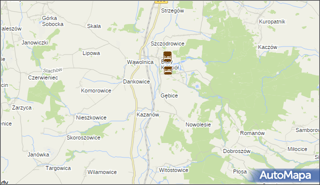 mapa Gębice gmina Strzelin, Gębice gmina Strzelin na mapie Targeo