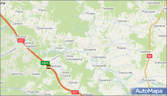 mapa Glinianka gmina Wiązowna, Glinianka gmina Wiązowna na mapie Targeo