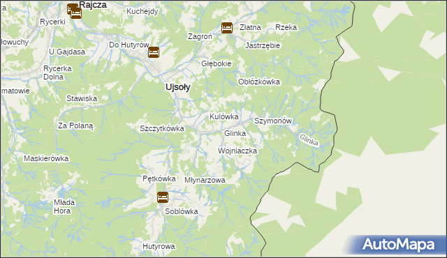 mapa Glinka gmina Ujsoły, Glinka gmina Ujsoły na mapie Targeo