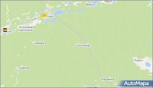 mapa Głuchowiec, Głuchowiec na mapie Targeo