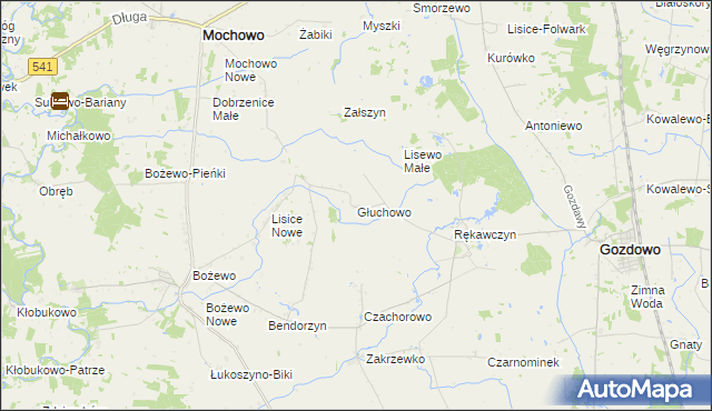 mapa Głuchowo gmina Gozdowo, Głuchowo gmina Gozdowo na mapie Targeo